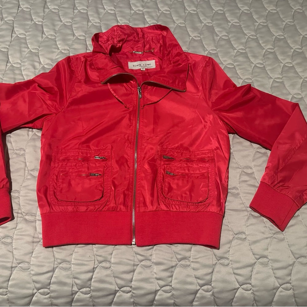 Black Rivet Pink Bomber Jacket